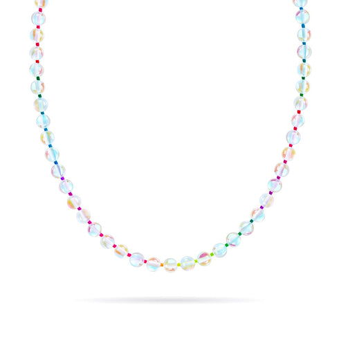 Rainbow Supernova | Silver | Galaxy Glass Knotted Necklace