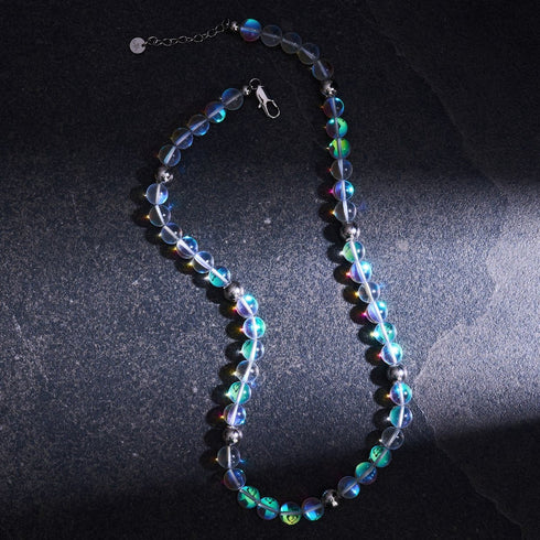 Rainbow Supernova | Silver | Galaxy Glass Statement Necklace