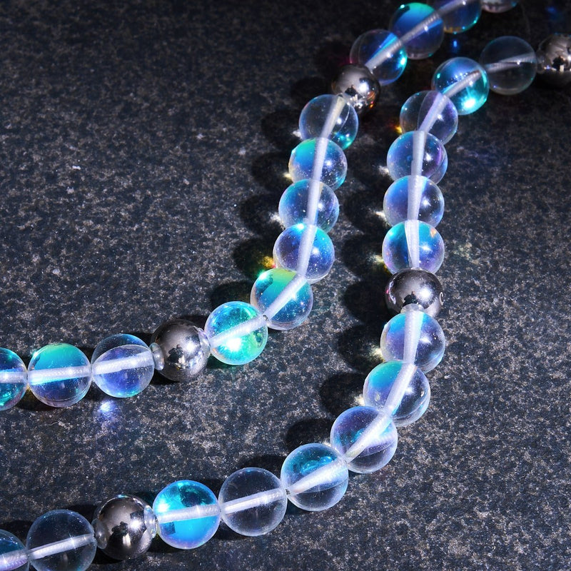 Rainbow Supernova | Silver | Galaxy Glass Statement Necklace