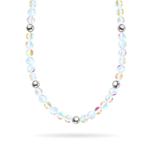 Rainbow Supernova | Silver | Galaxy Glass Statement Necklace
