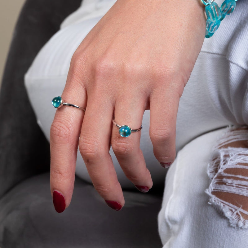 Blue Nebula | .925 Sterling Silver | Galaxy Glass Ring