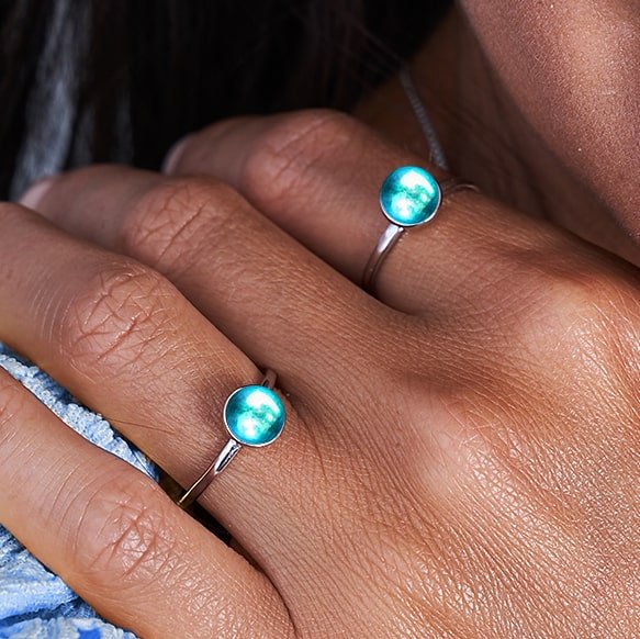 Blue Nebula | .925 Sterling Silver | Galaxy Glass Ring