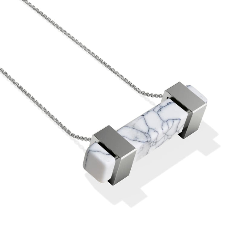 Howlite | Silver | Gemstone Bar Necklace