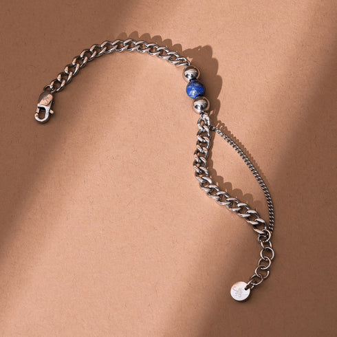 Lapis x Silver | Gemstone Chain Bracelet