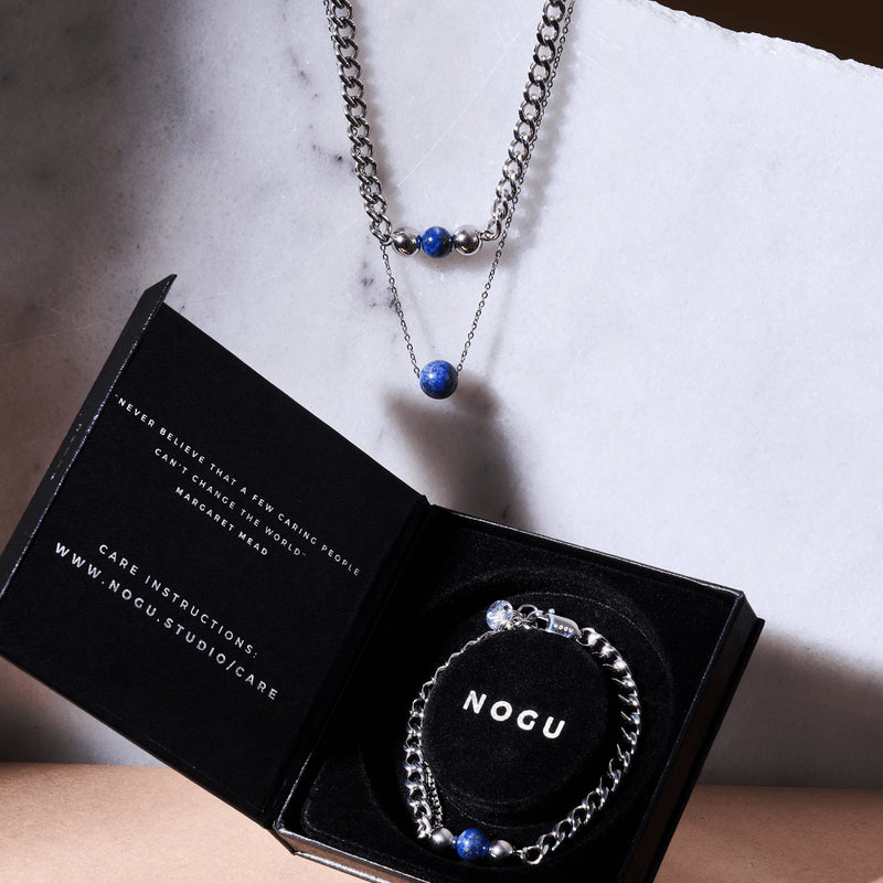 Lapis x Silver | Gemstone Chain Bracelet