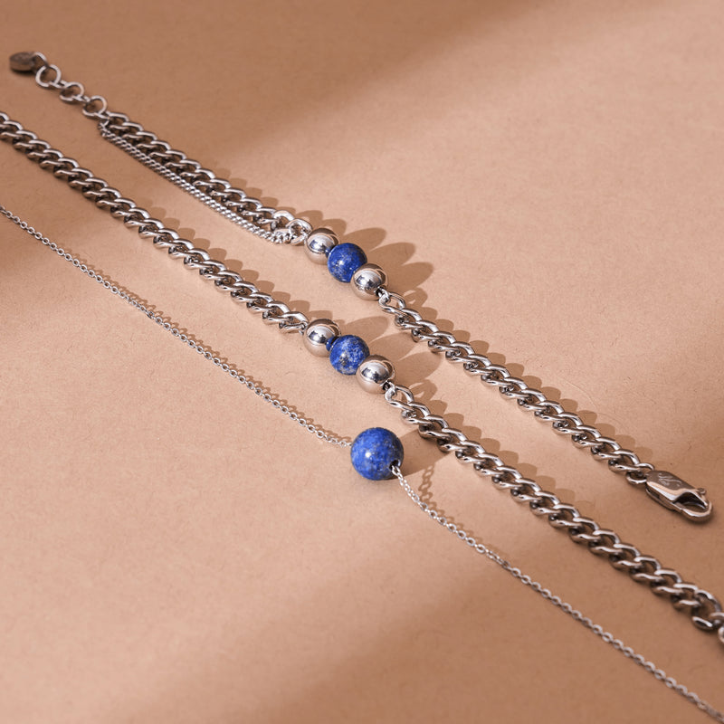 Lapis x Silver | Gemstone Chain Bracelet