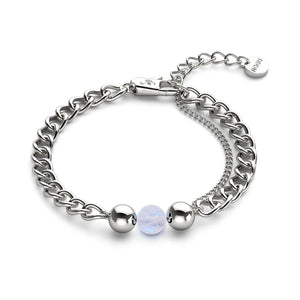 Moonstone x Silver | Gemstone Chain Bracelet