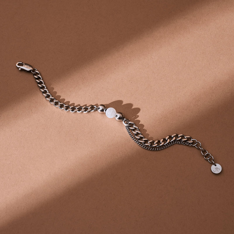 Moonstone x Silver | Gemstone Chain Bracelet