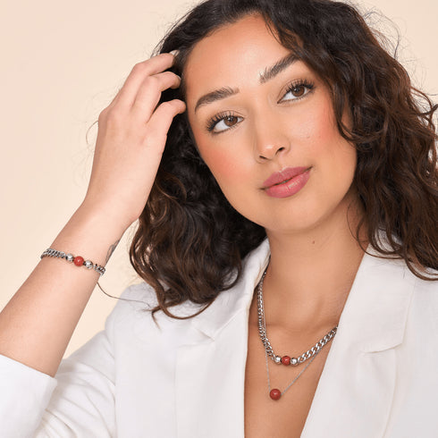 Red Jasper x Silver | Gemstone Chain Bracelet