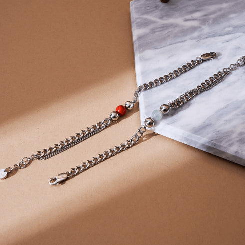 Red Jasper x Silver | Gemstone Chain Bracelet