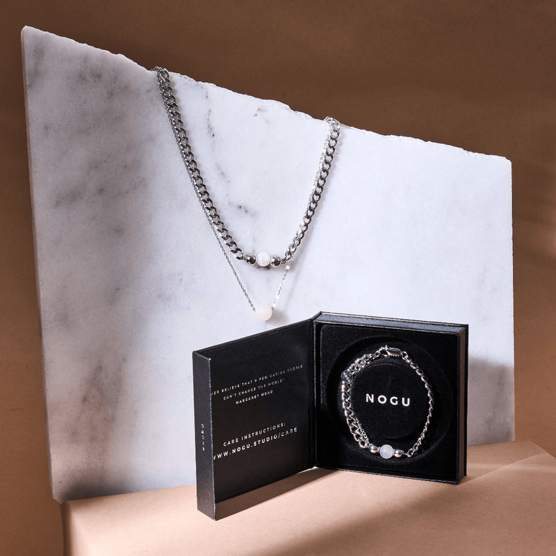 Rose Quartz x Silver | Gemstone Chain Bracelet