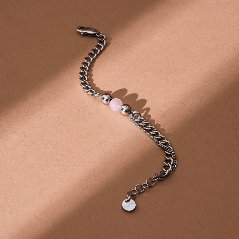 Rose Quartz x Silver | Gemstone Chain Bracelet