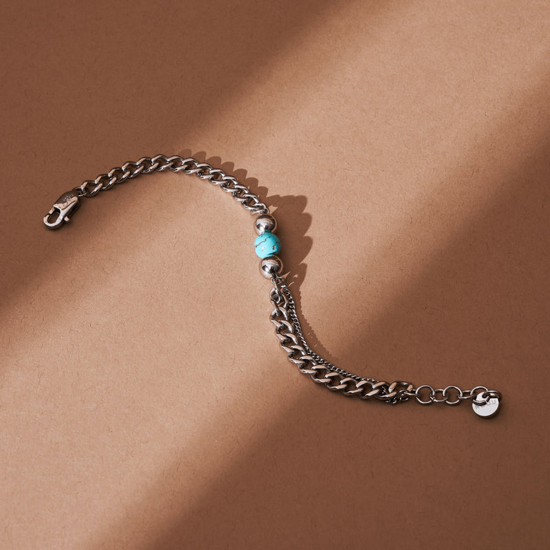 Turquoise x Silver | Gemstone Chain Bracelet