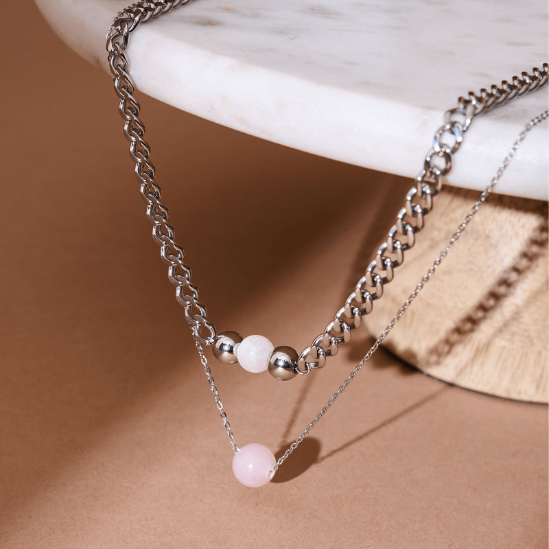 Rose Quartz x Silver | Gemstone Chain Necklace