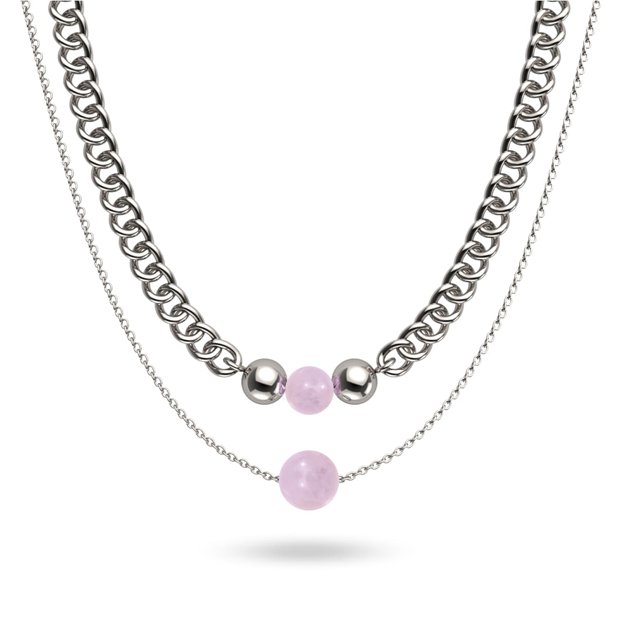 Rose Quartz x Silver | Gemstone Chain Necklace