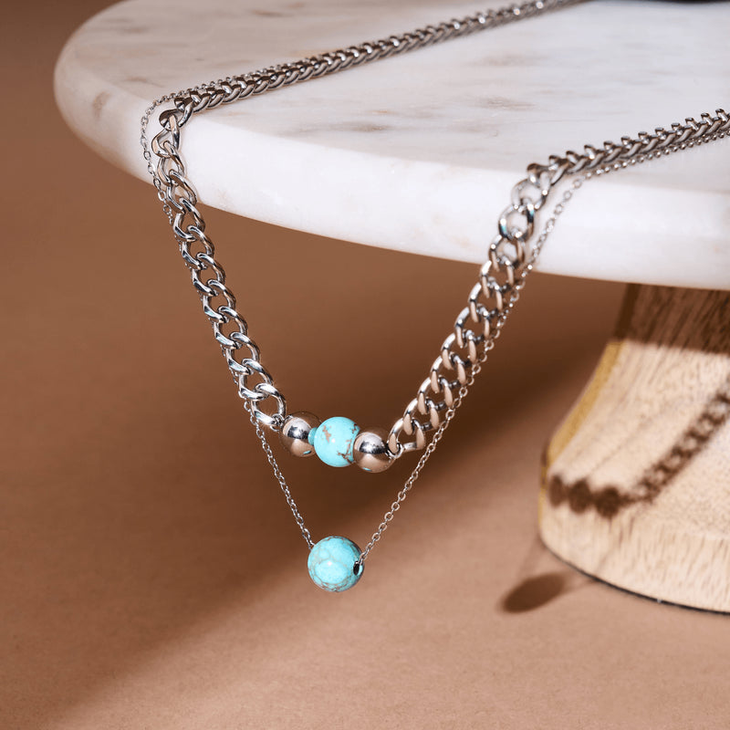Turquoise x Silver | Gemstone Chain Necklace