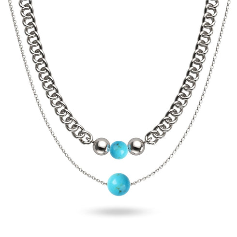 Turquoise x Silver | Gemstone Chain Necklace