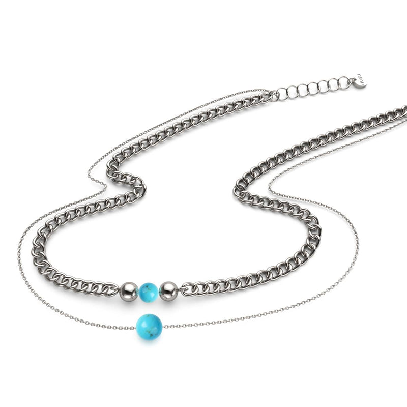 Turquoise x Silver | Gemstone Chain Necklace