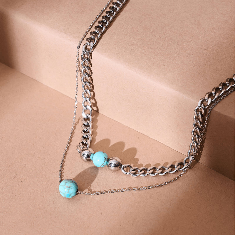 Turquoise x Silver | Gemstone Chain Necklace