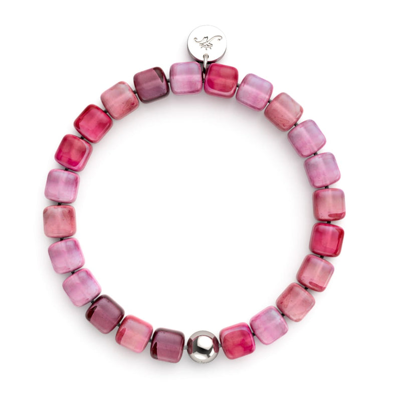 Fuchsia Agate | Silver | Gemstone Pebble Bracelet
