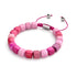 Fuchsia Agate | Silver | Gemstone Pebble Macrame Bracelet