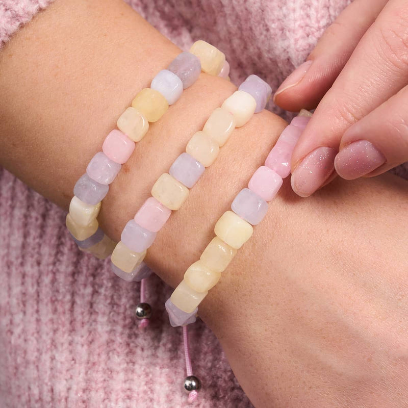 Morgan Quartz | Silver | Gemstone Pebble Macrame Bracelet