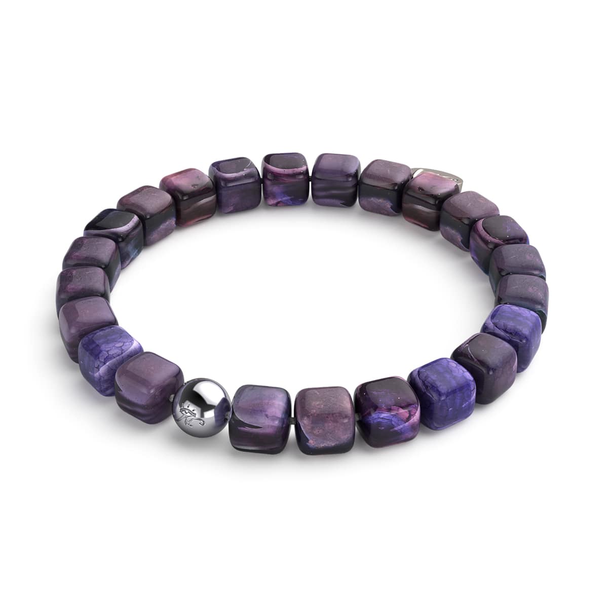 Purple Agate | Silver | Gemstone Pebble Bracelet