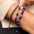 Purple Agate | Silver | Gemstone Pebble Macrame Bracelet