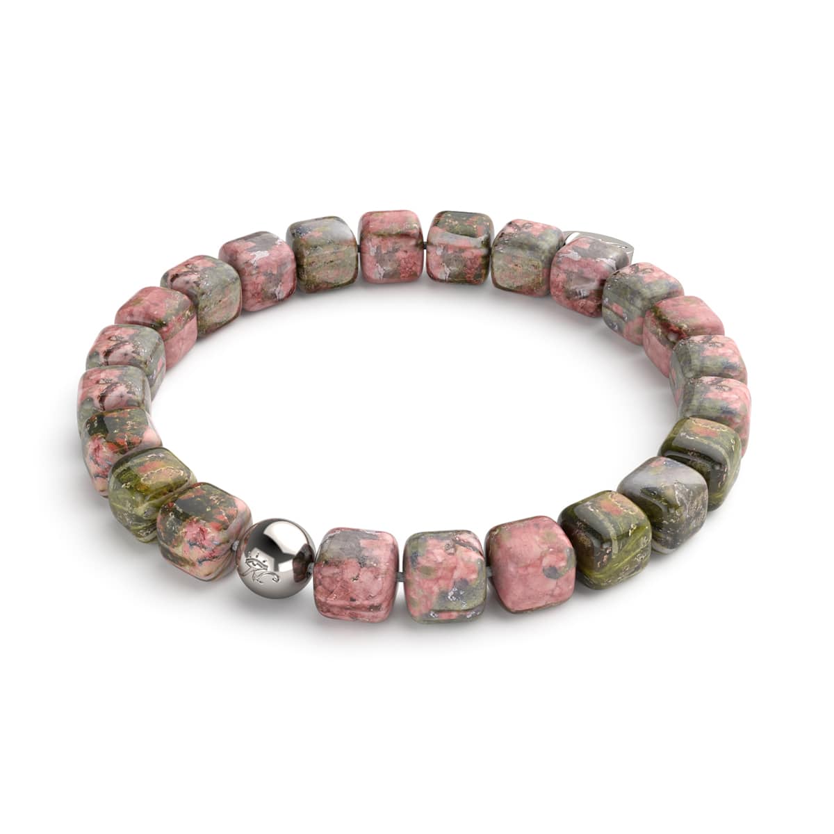 Unakite Jasper | Silver | Gemstone Pebble Bracelet