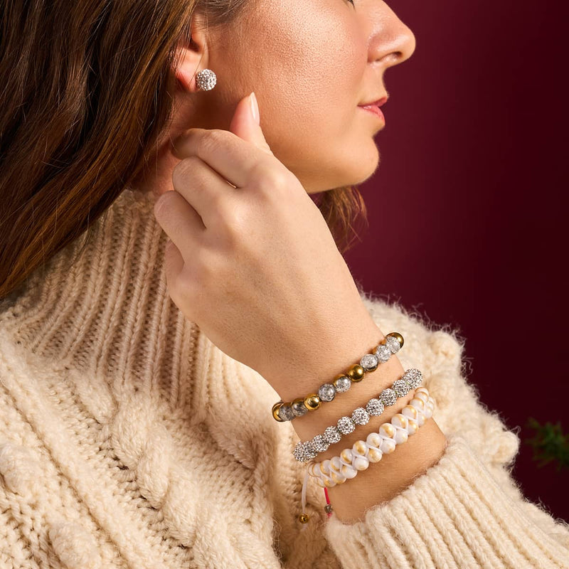 Gold Chrome x White Glitter Glass Bracelet