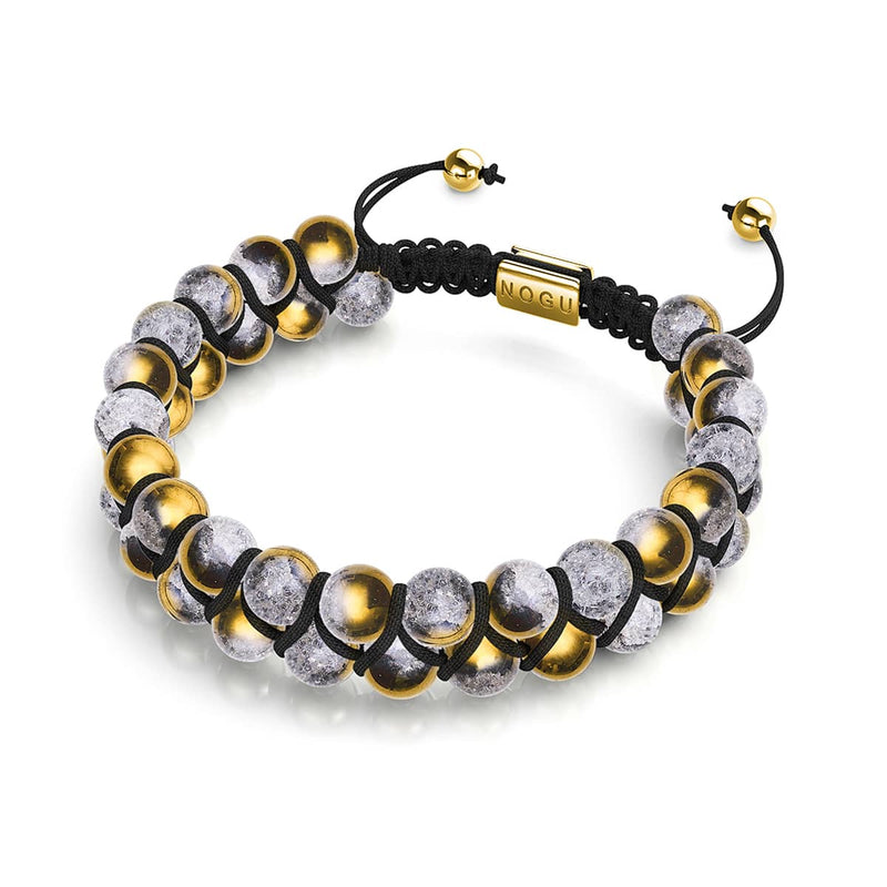 Gold Chrome x White | Glitter Glass Double Bracelet