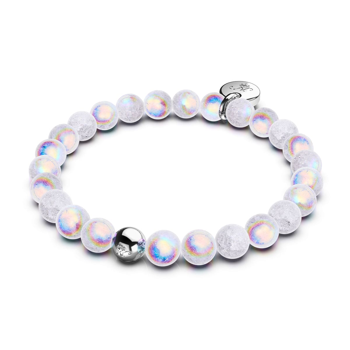 Marshmallow Chrome x White Glitter Glass Bracelet