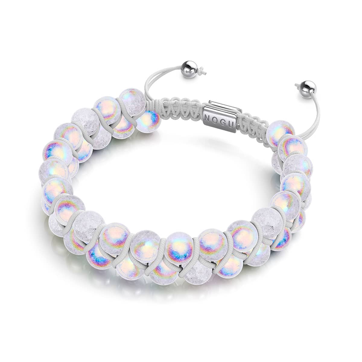 Marshmallow Chrome x White | Glitter Glass Double Bracelet