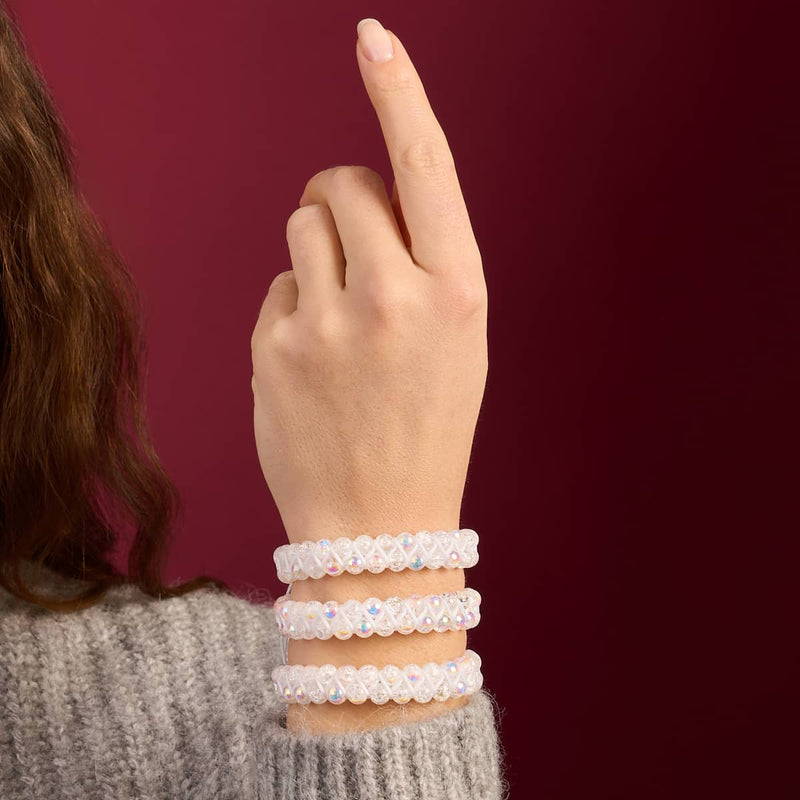 Marshmallow Chrome x White | Glitter Glass Double Bracelet