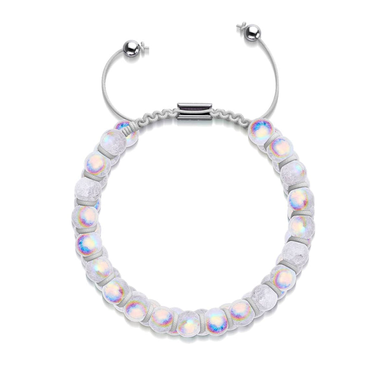 Marshmallow Chrome x White | Glitter Glass Double Bracelet