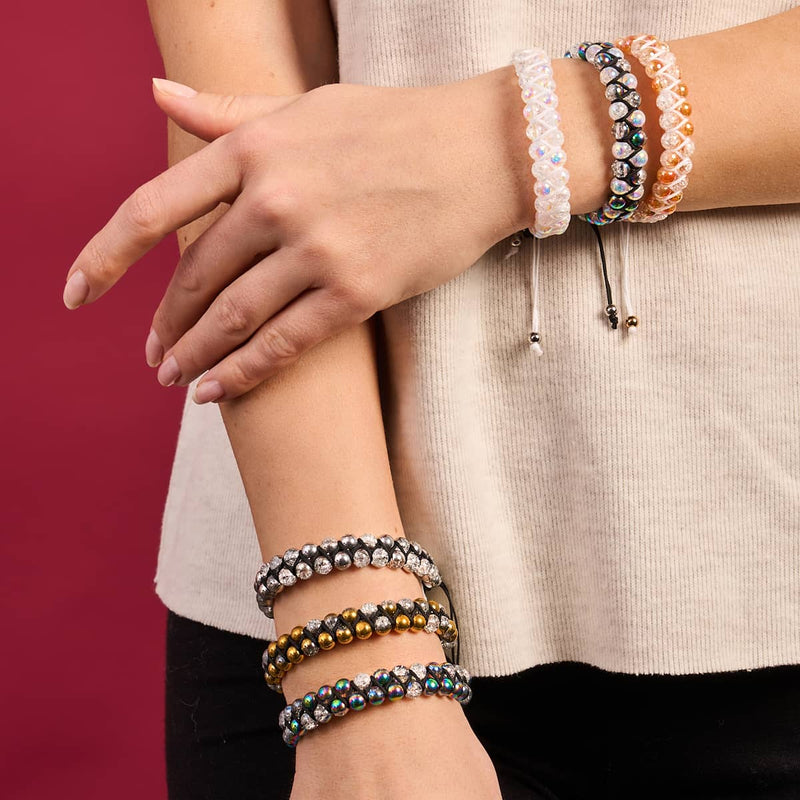 Marshmallow Chrome x White | Glitter Glass Double Bracelet