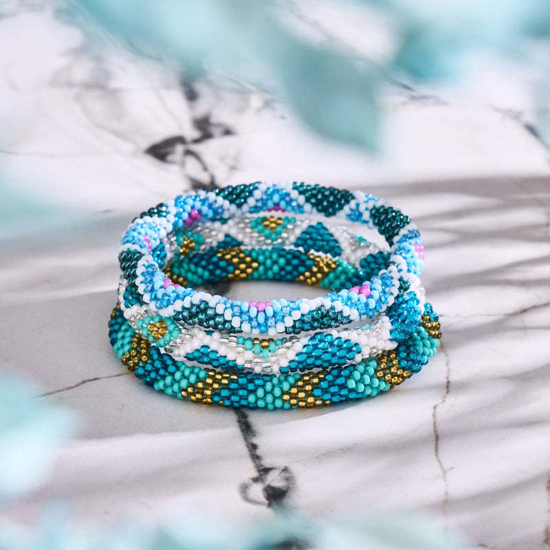 Dolphins Delight | Himalayan Glass Bead Bracelet