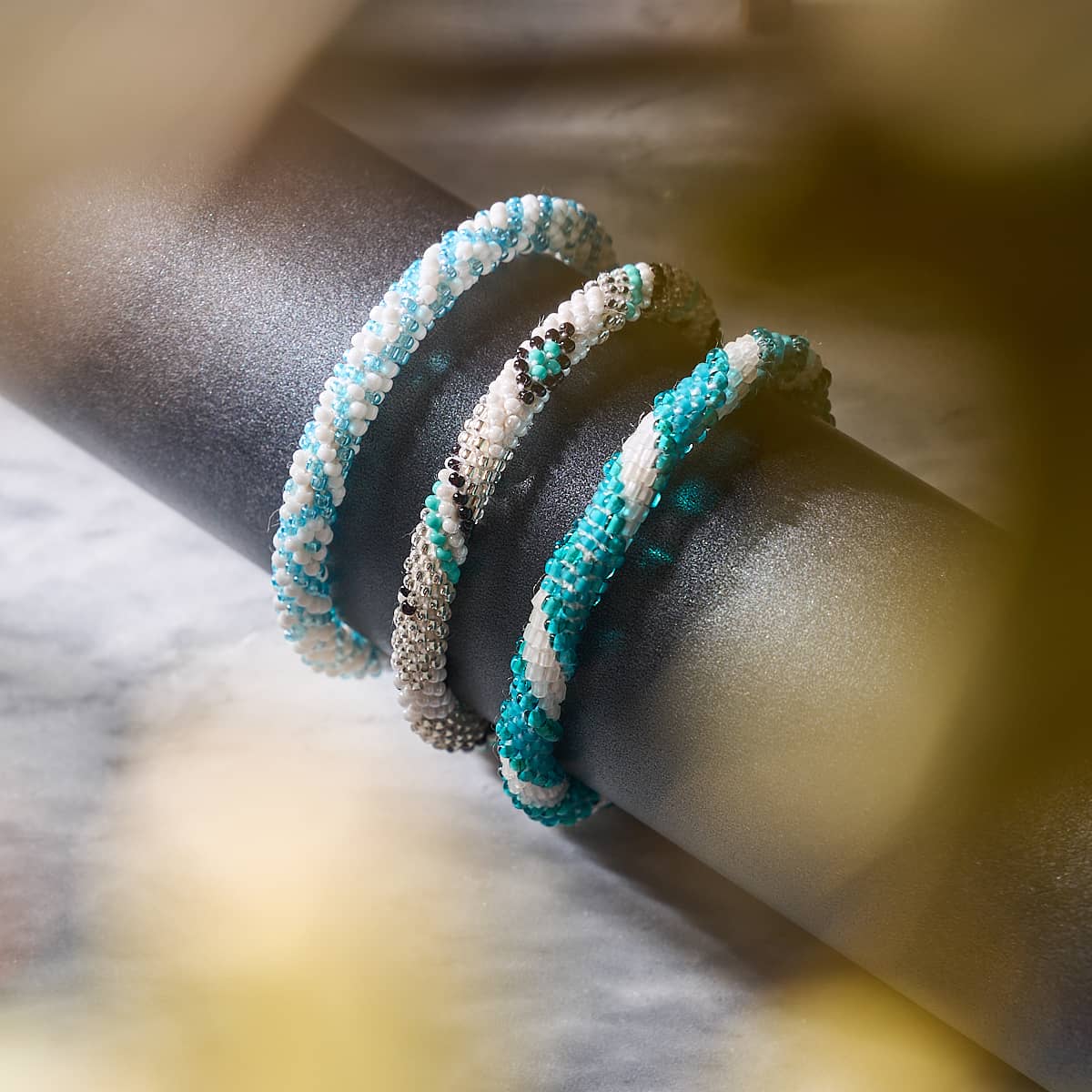 Ocean Pearls | Himalayan Glass Bead Bracelet