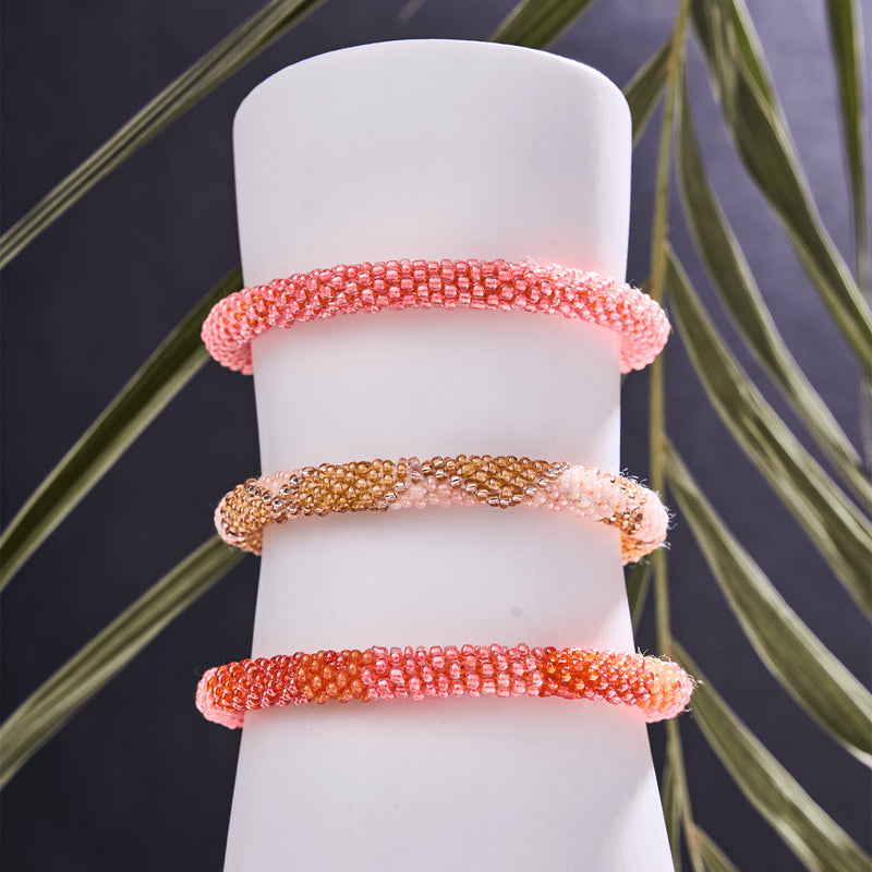 Peach Coral | Himalayan Glass Bead Bracelet