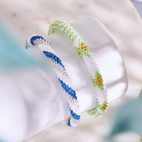 Pistachio Dream | Himalayan Glass Bead Bracelet