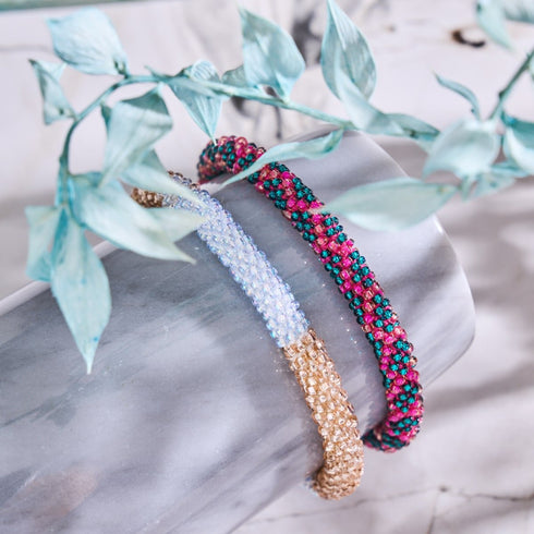 Raspberry Jungle | Himalayan Glass Bead Bracelet
