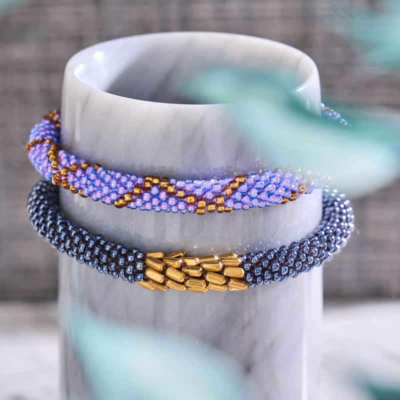 Regal Lilac | Himalayan Glass Bead Bracelet