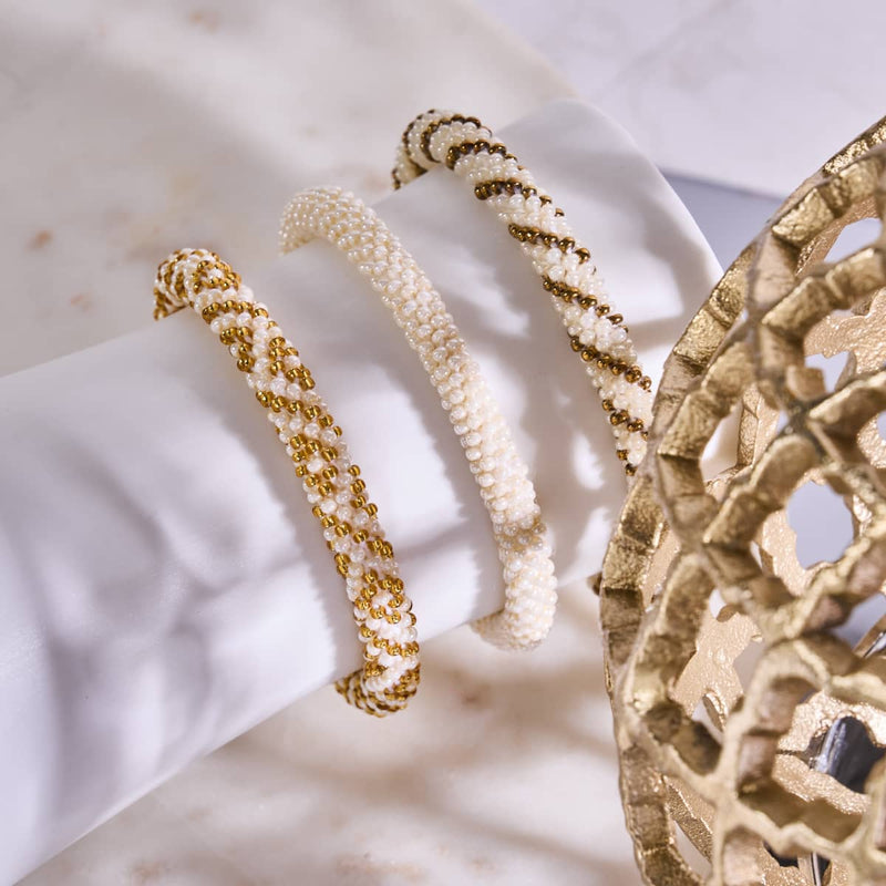 Water Chestnut | Himalayan Glass Bead Bracelet