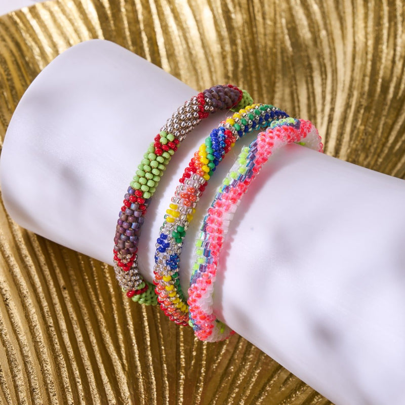 Watermelon Ice | Himalayan Glass Bead Bracelet