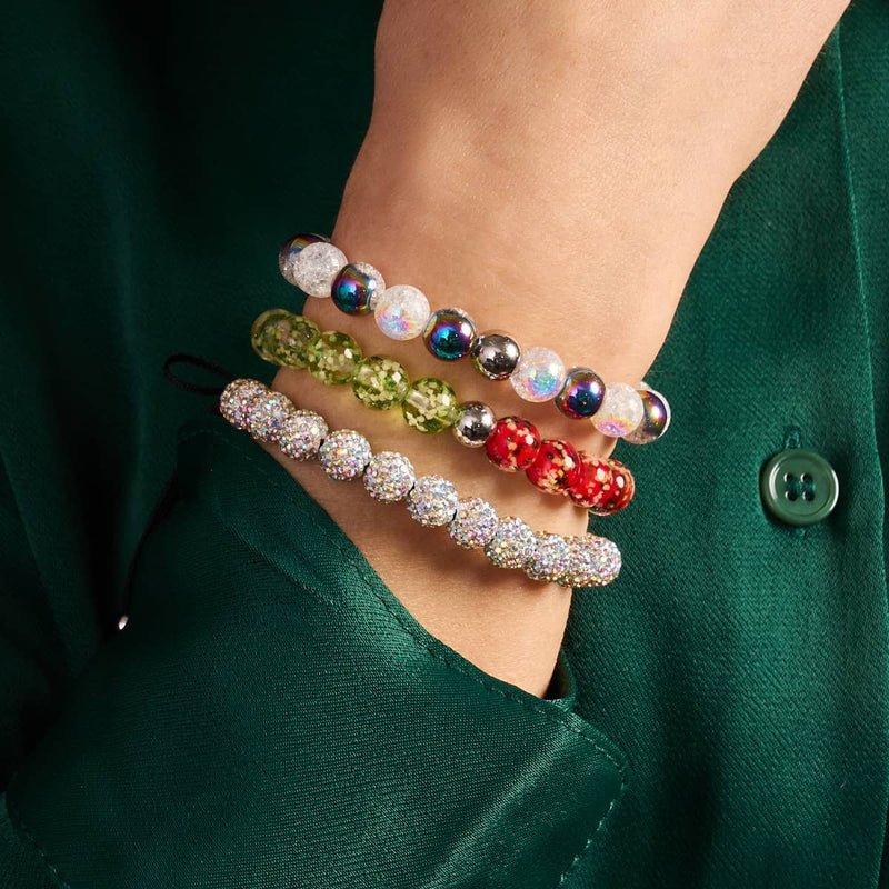 Rainbow Confetti | Silver x Black | Kikiballa Bracelet