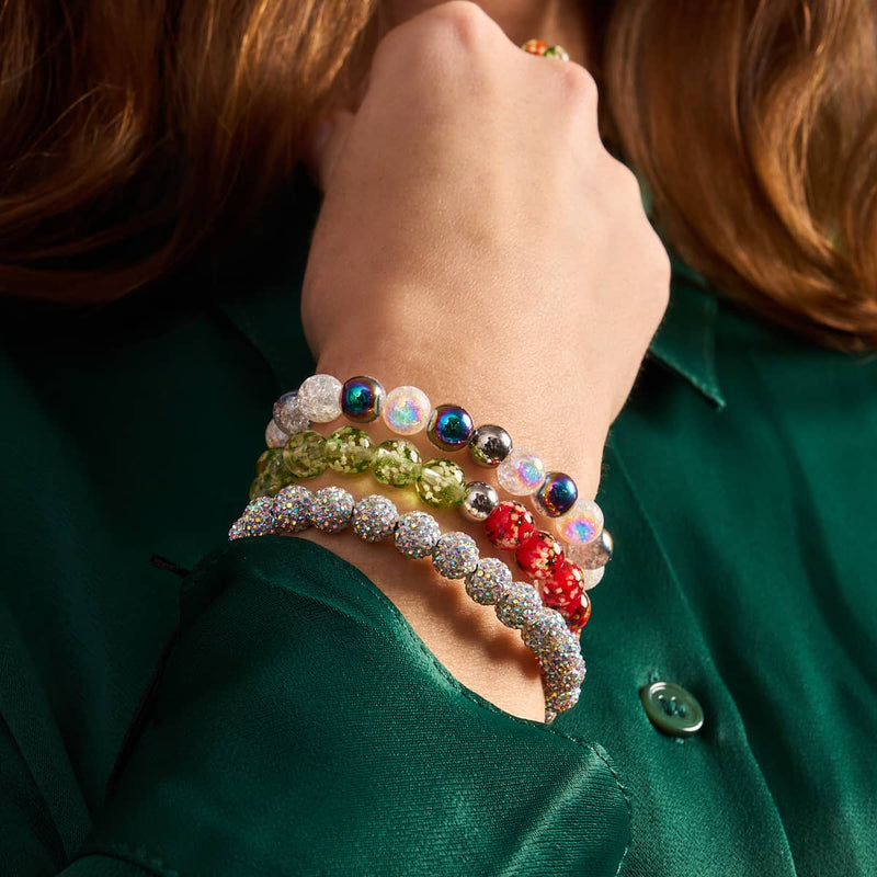 Rainbow Confetti | Silver x Black | Kikiballa Bracelet
