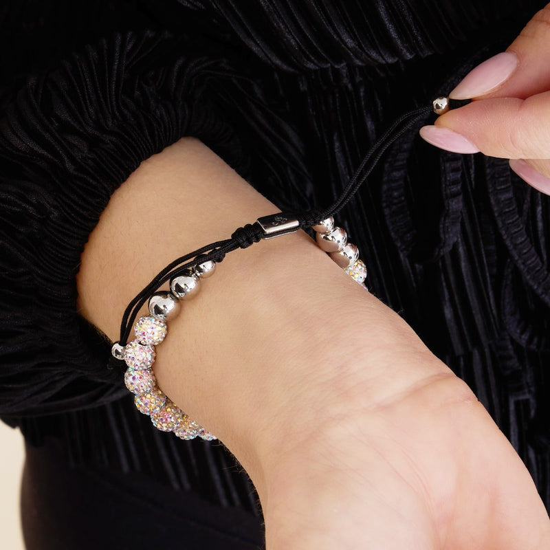 Rainbow Confetti | Silver x Black | Kikiballa Bracelet