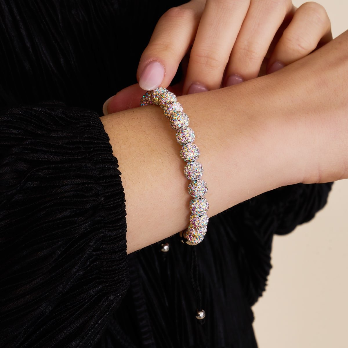 Rainbow Confetti | Silver x Black | Kikiballa Bracelet