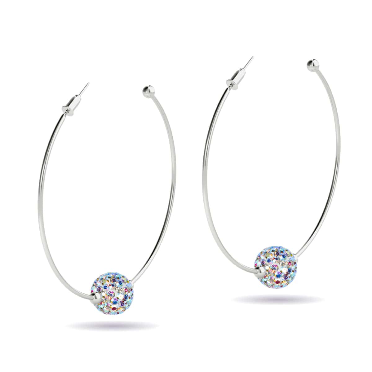 Confetti Crystal | Silver | Kikiballa Hoop Earrings