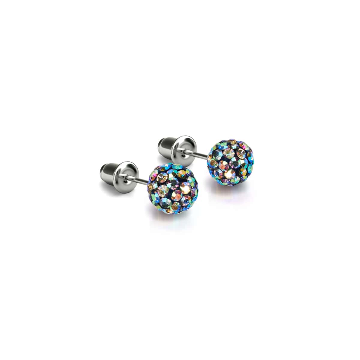 Midnight Confetti Crystal | .925 Sterling Silver | Mini Kikiballa Earrings